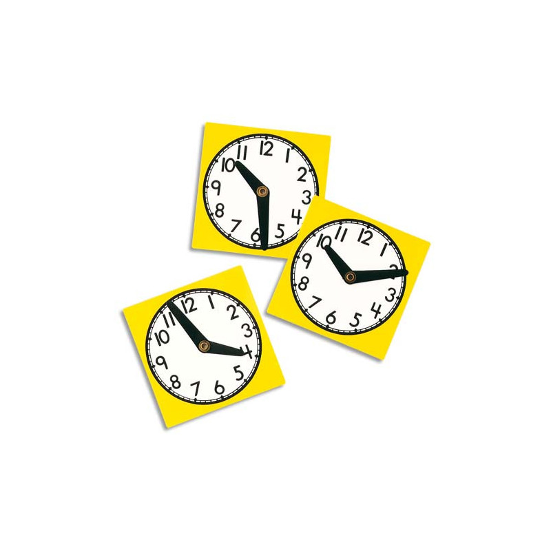 Grande horloge en polypropylène avec aiguilles mobiles format 30x30cm pour apprendre l'heure