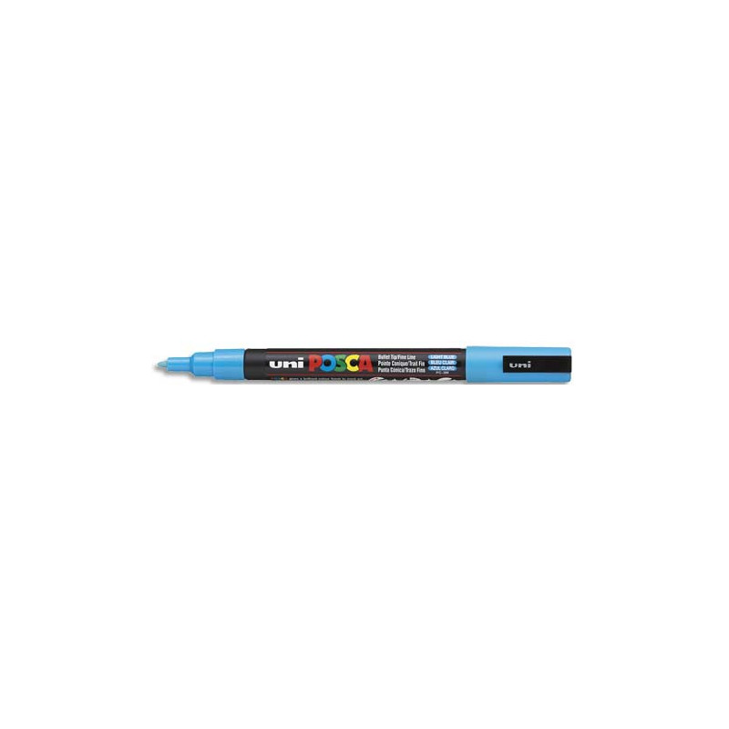 UNI POSCA Marqueur peinture à l'eau, pointe conique fine Bleu clair PC3M BC