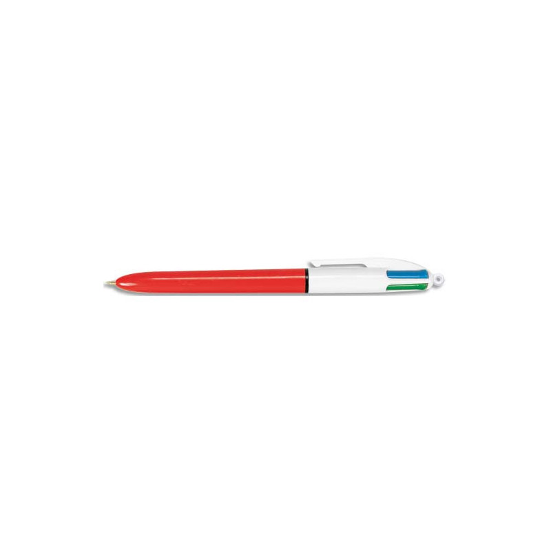 BIC Stylo bille 4 couleurs rétractables Classique. Pointe Fine (0,8 mm). Corps Orange