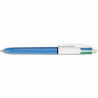 BIC Stylo bille 4 couleurs rétractables Classique. Pointe Moyenne (1,0 mm). Corps bleu