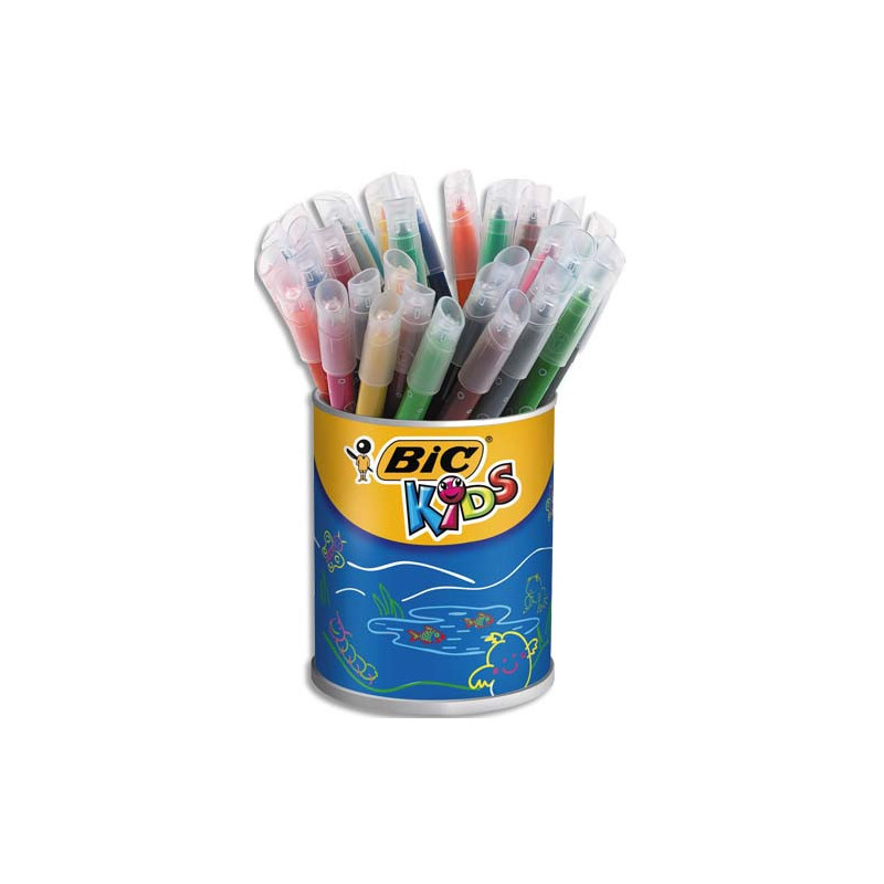 BIC Kids Kid Couleur Feutres de Coloriage à Pointe Moyenne - Couleurs Assorties, Pot de 36