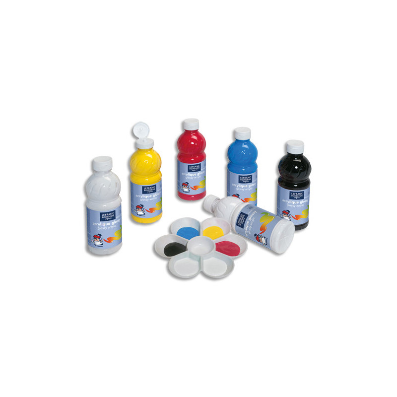 LEFRANC & BOURGEOIS Assortiment de 6 flacons 500ml de gouache Glossy assorties