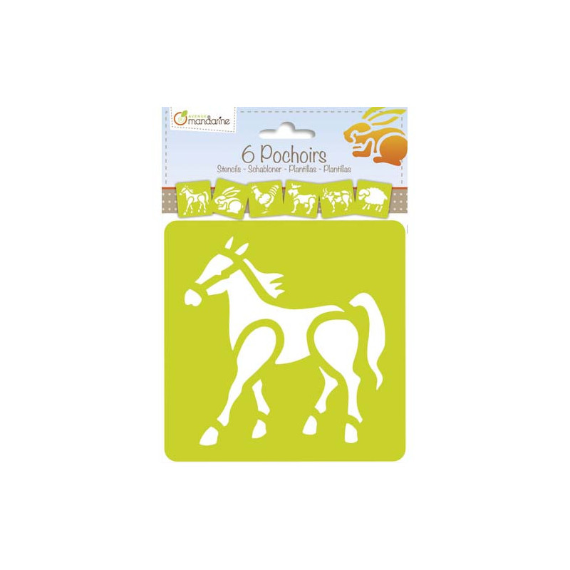 AVENUE MANDARINE Sachet de 6 pochoirs animaux de la ferme