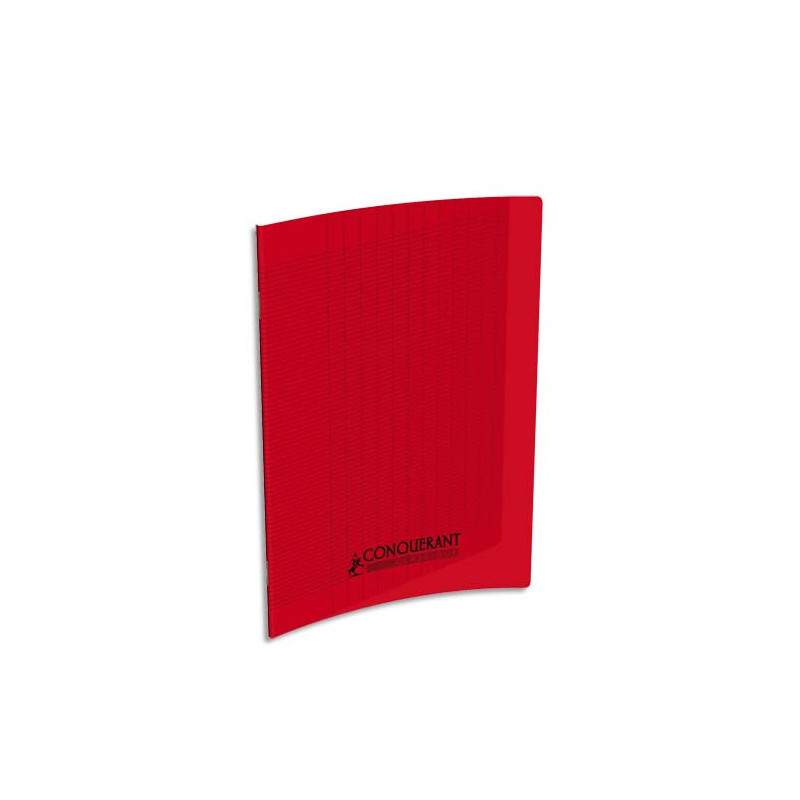 CONQUERANT CLASSIQUE Cahier piqûre 32 pages Seyès interligne 2,5mm 17x22 90g couverture polypro Rouge