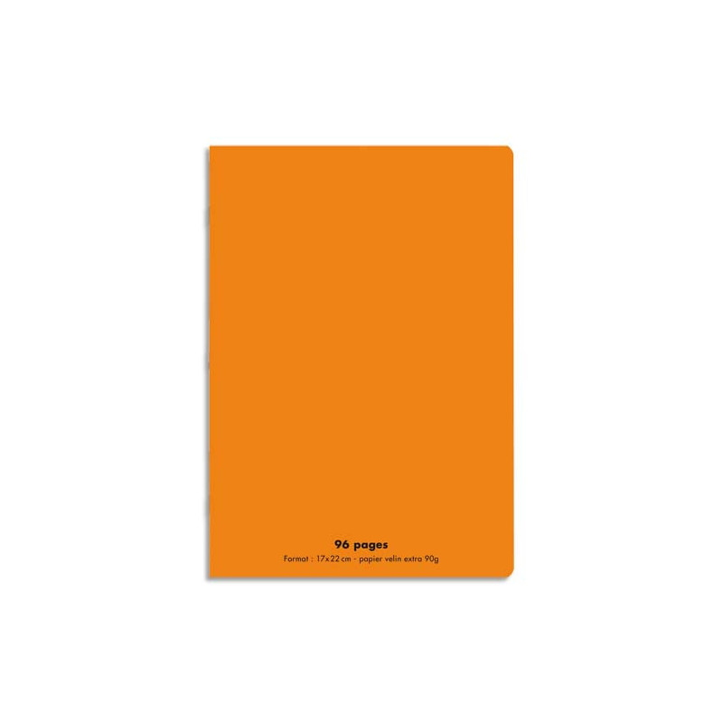 CONQUERANT C9 Cahier piqûre 17x22cm 96 pages 90g grands carreaux Seyès. Couverture polypropylène Orange