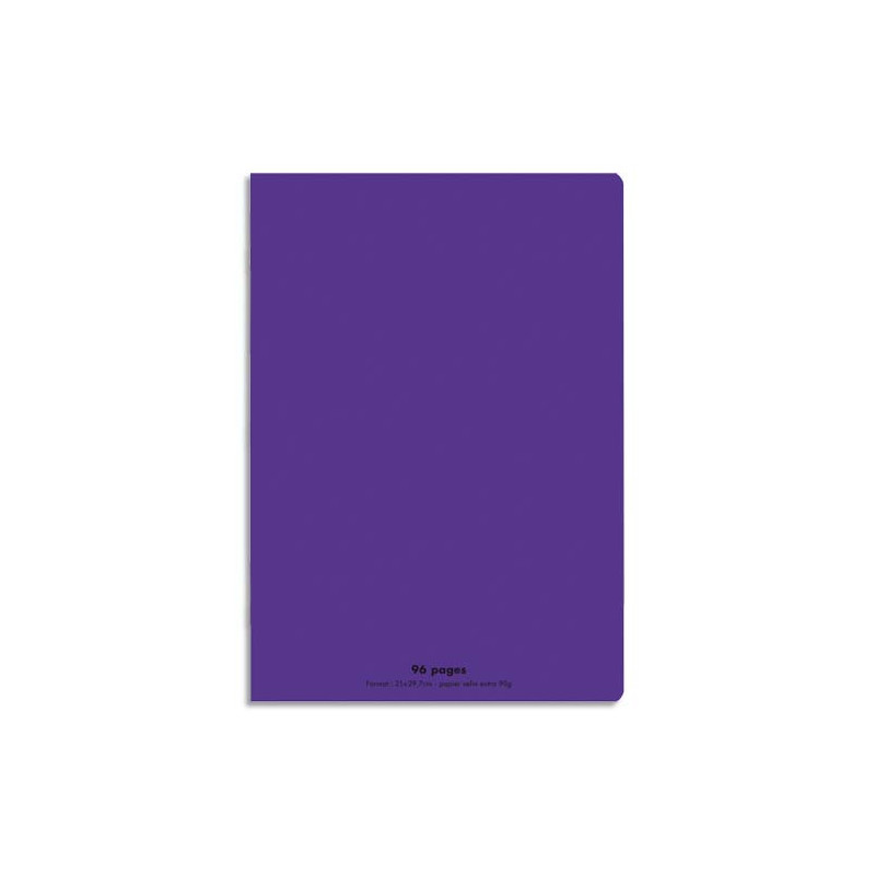 CONQUERANT C9 Cahier piqûre 21x29,7cm 96 pages 90g grands carreaux Seyès. Couverture polypropylène Violet