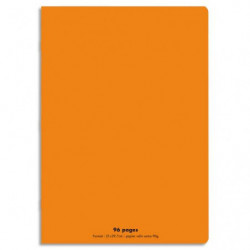 CONQUERANT C9 Cahier piqûre 21x29,7cm 96 pages 90g grands carreaux Seyès. Couverture polypropylène Orange