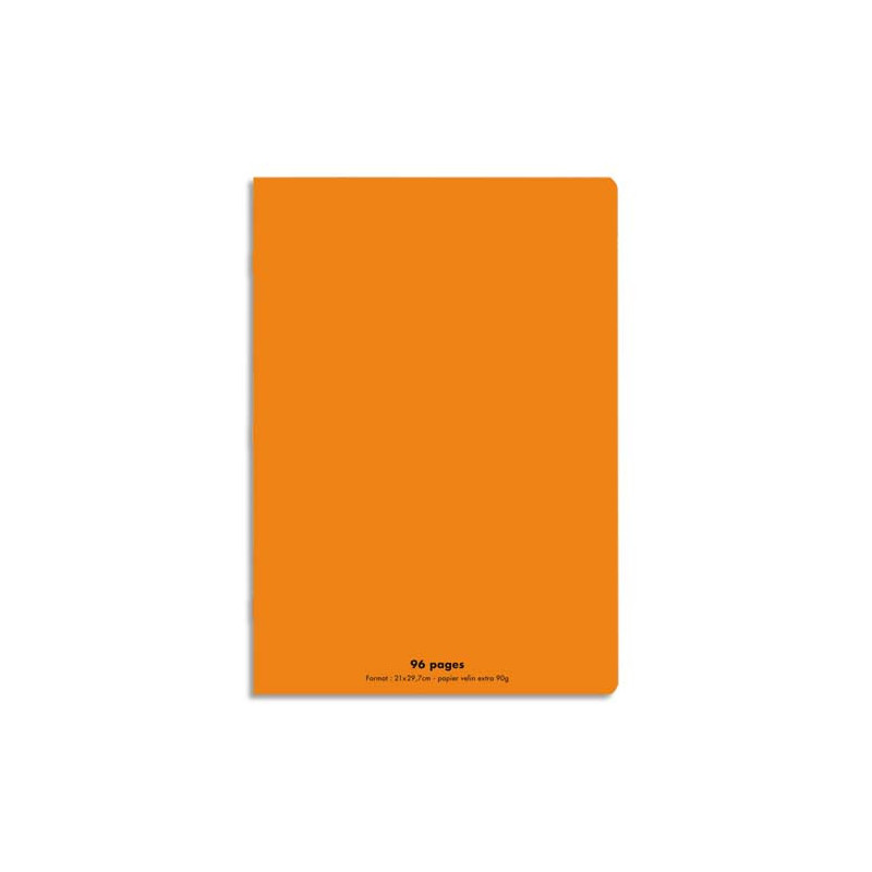 CONQUERANT C9 Cahier piqûre 21x29,7cm 96 pages 90g grands carreaux Seyès. Couverture polypropylène Orange