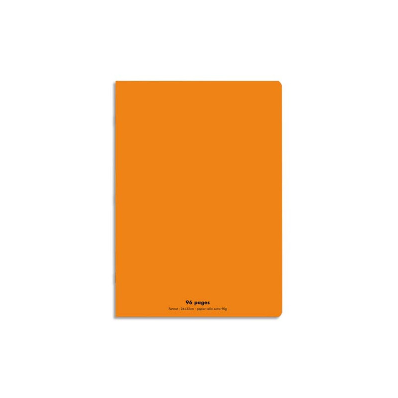 CONQUERANT C9 Cahier piqûre 24x32cm 96 pages 90g grands carreaux Seyès. Couverture polypropylène Orange