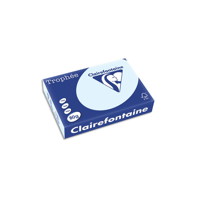 CLAIREFONTAINE Ramette de 500 feuilles papier couleur TROPHEE 80 grammes format A4 Bleu 1971