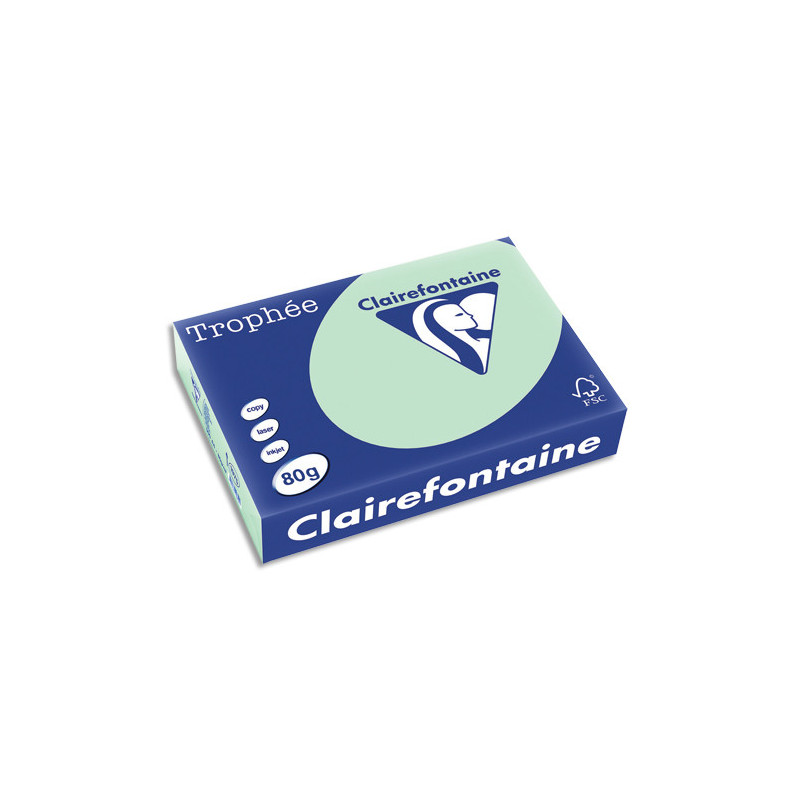 CLAIREFONTAINE Ramette de 500 feuilles papier couleur TROPHEE 80 grammes format A4 Vert 1975