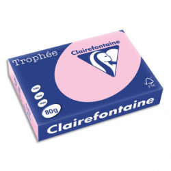 CLAIREFONTAINE Ramette de 500 feuilles papier couleur TROPHEE 80 grammes format A4 Rose 1973