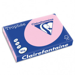 CLAIREFONTAINE Ramette de 500 feuilles papier couleur TROPHEE 80 grammes format A3 Rose 1888