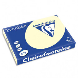 CLAIREFONTAINE Ramette de 500 feuilles papier couleur TROPHEE 80 grammes format A3 Ivoire 1252