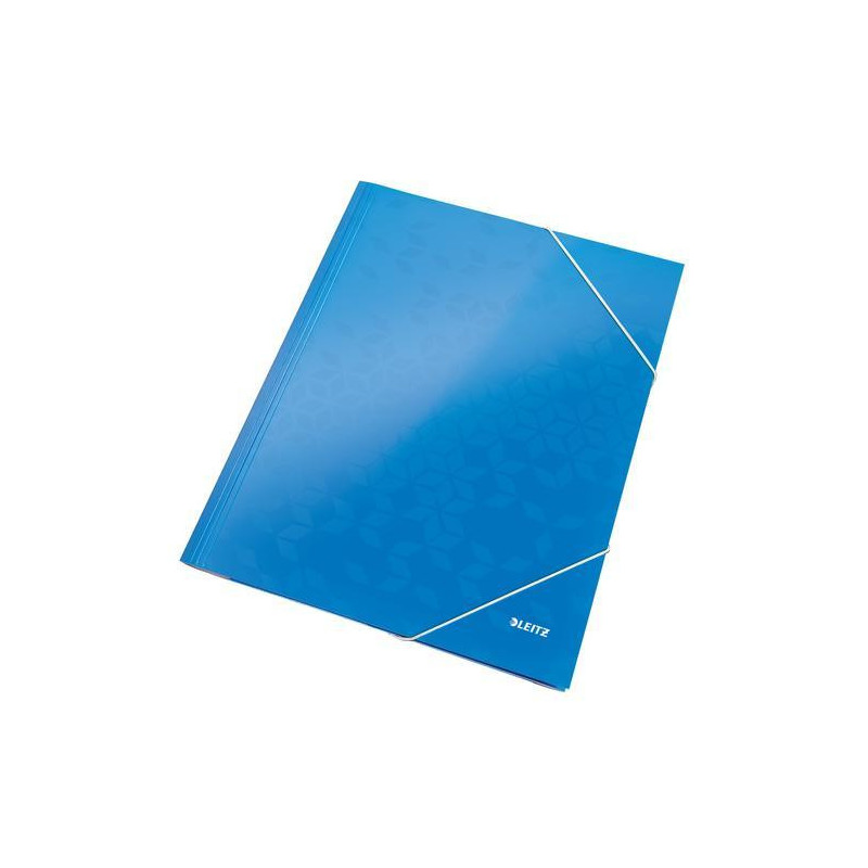 LEITZ Chemises WOW 3 rabats à élastiques, en carte pelliculée, coloris Bleu azur