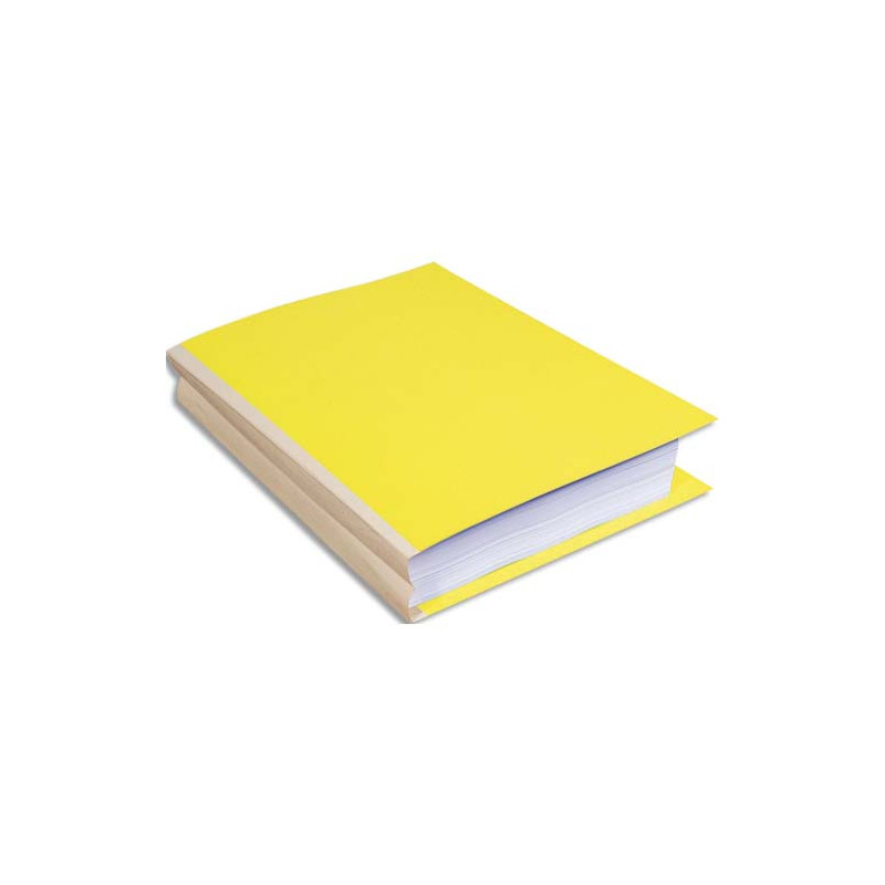 EXACOMPTA Paquet de 25 chemises à dos toilé, carte 320 grammes, dos 3cm, 24x32cm, coloris Jaune