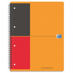 OXFORD Cahier Activebook spirales 160 pages perforées 80g lignée 6mm 21x31,8cm Couverture polypro Orange