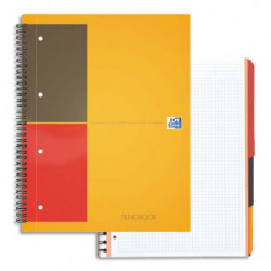 OXFORD Cahier Filingbook spirales 200 pages perforées 80g 5x5 21x31,8cm Couverture polypro Gris