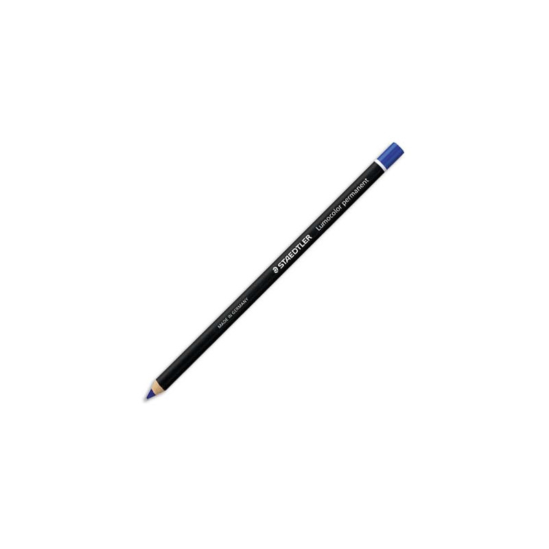 STAEDTLER Boïte de 12 crayons marqueur à sec permanent, toutes surfaces, coloris Bleu GLASOCHROM