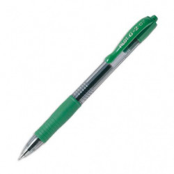 PILOT Stylo bille pointe moyenne rétractable encre gel Verte corps plastique avec grip caoutchouc G2