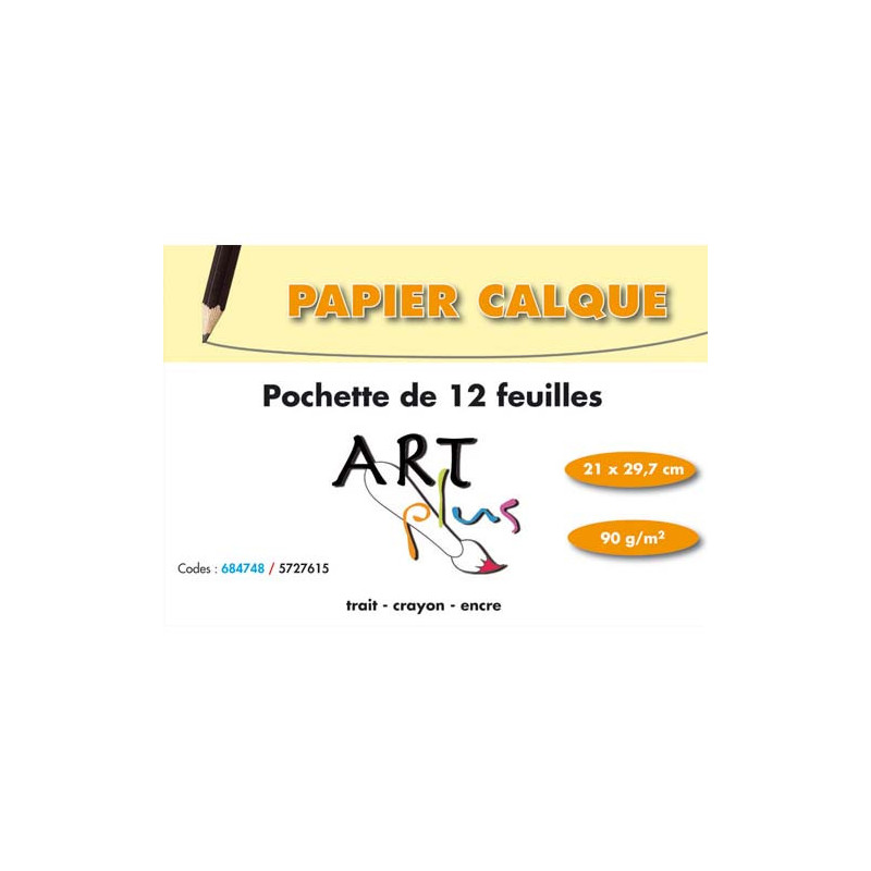 ART PLUS Pochette de 12 feuilles papier calque 90g format A4