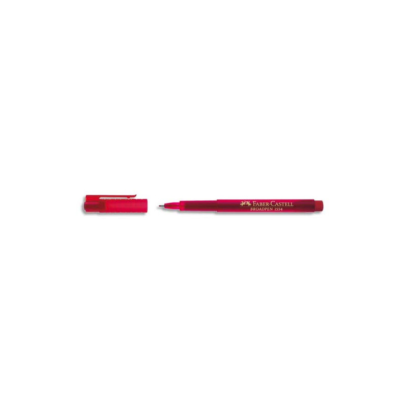 FABER CASTELL Feutre BROADPEN 1554 pointe large 0,8 mm, corps transparent, Rouge indélébile