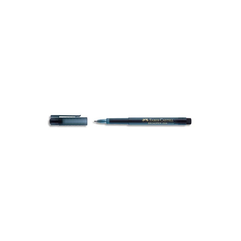 FABER CASTELL Feutre BROADPEN 1554 pointe large 0,8 mm, corps transparent, Noir indélébile