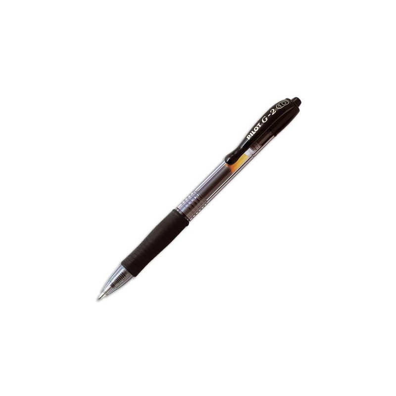 PILOT Stylo à bille pointe large rétractable encre gel Noire corps plastique avec grip caoutchouc G2