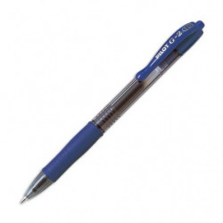 PILOT Stylo à bille pointe large rétractable encre gel Bleue corps plastique avec grip caoutchouc G2