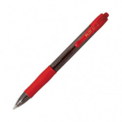 PILOT Stylo à bille pointe large rétractable encre gel Rouge corps plastique avec grip caoutchouc G2