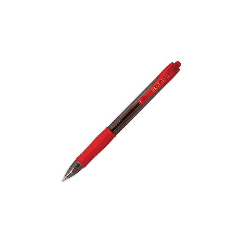 PILOT Stylo à bille pointe large rétractable encre gel Rouge corps plastique avec grip caoutchouc G2