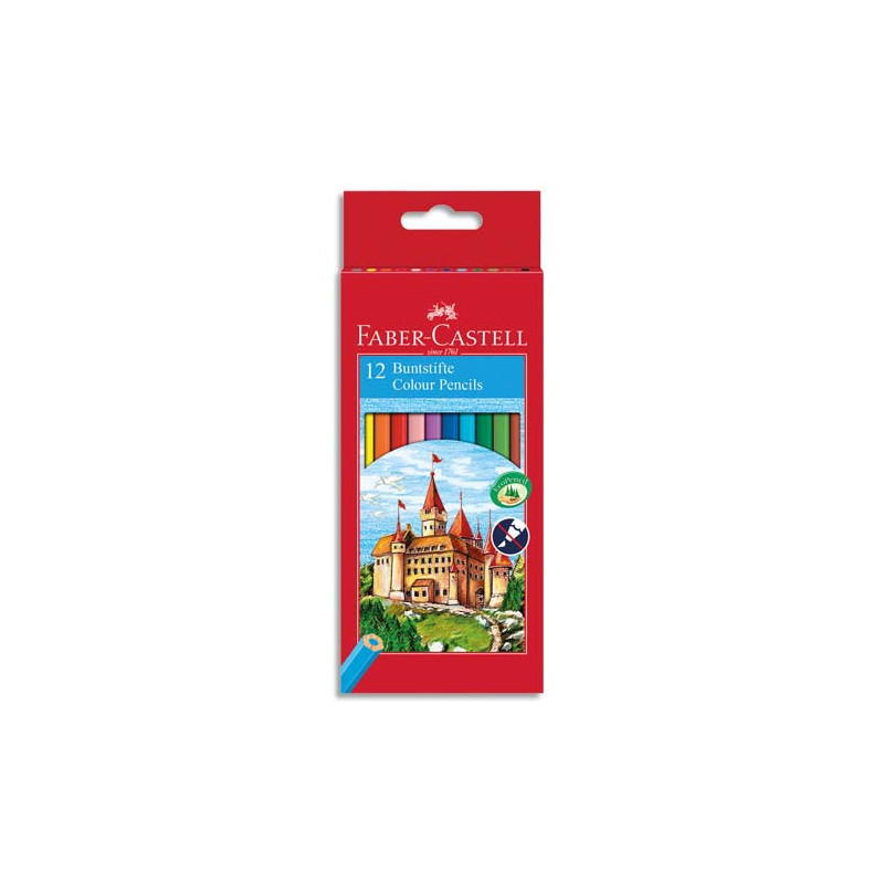 FABER CASTELL Etui 12 crayons de couleur CHÂTEAU. Coloris assortis