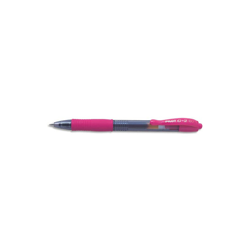 PILOT Stylo bille G2- pointe moyenne rétractable - Encre gel Rose corps plastique+grip caoutchouc