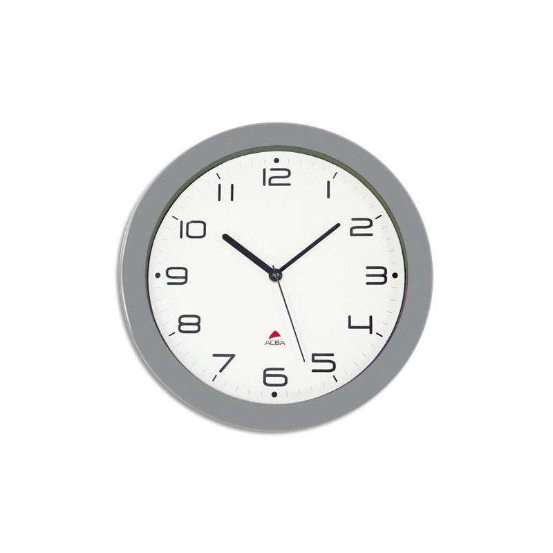ALBA Horloge murale Hornew silencieuse métal Gris, pile AA non fournie - Diamètre 30 cm