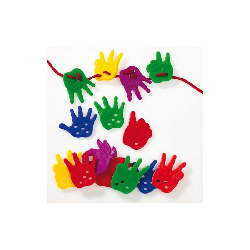 Boîte de 72 mains à lacer L4 x H5 cm, avec 6 lacets coloris assortis