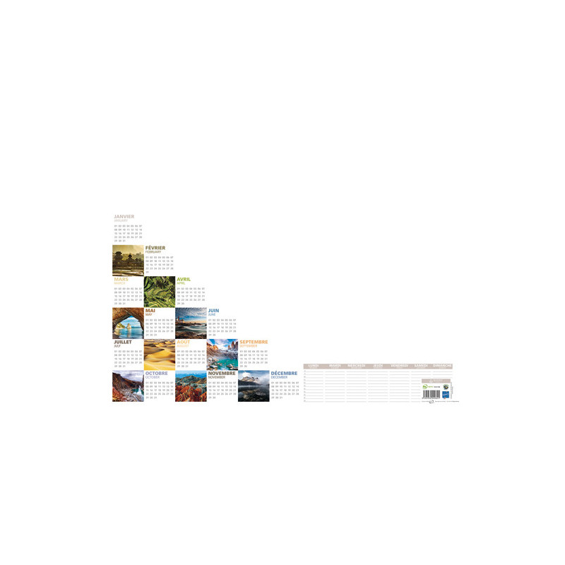 CBG Sous-mains Mosa&iuml;que perpétuel,de Janvier à Décembre 2025, 25 feuilles - format : 54 x 38,5 cm