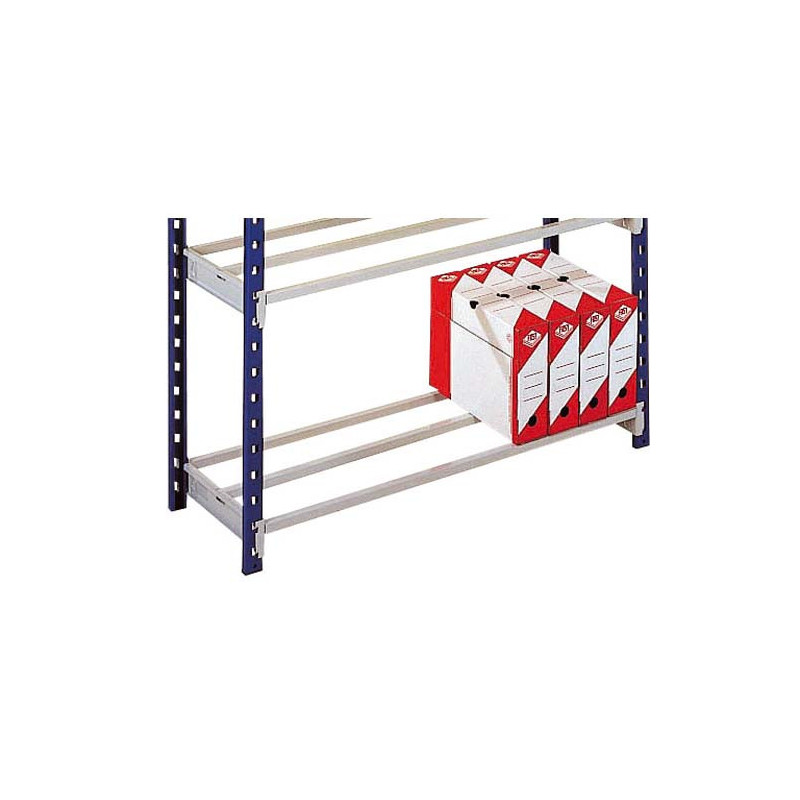 PAPERFLOW Lot de 2 tablettes tubulaire à claire-voie en acier pour rayonnage Rang'Eco de profondeur 34 cm