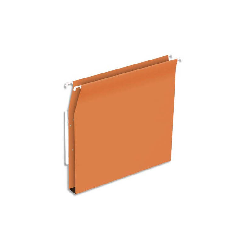 Boîte de 25 dossiers suspendus ARMOIRE en kraft 230g. Fond 30mm, volet agrafage. Orange.