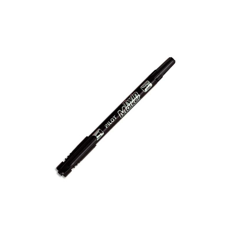 PILOT Marqueur tous supports encre indélibile Noire 2 pointes ogives:fine et moyenne TWIN MARKER BEGREEN.