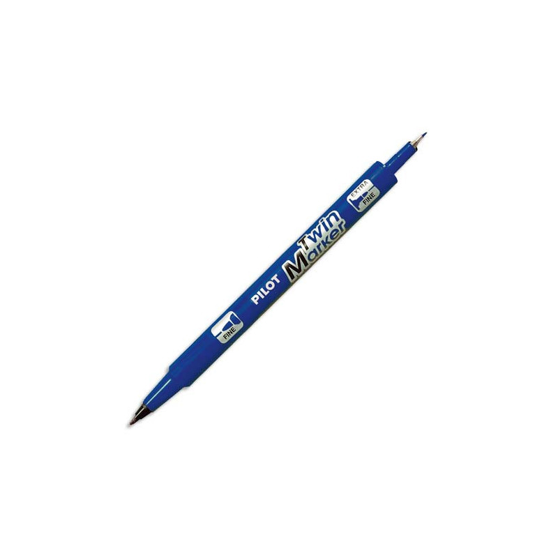 PILOT Marqueur tous supports encre indélibile Bleue 2 pointes ogives:fine et moyenne TWIN MARKER