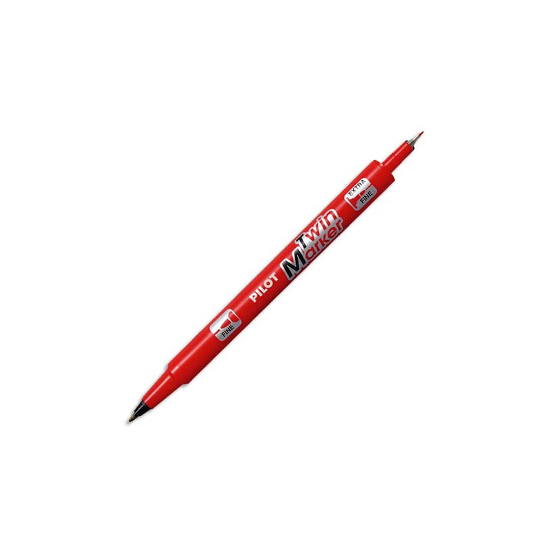 PILOT Marqueur tous supports encre indélibile Rouge 2 pointes ogives:fine et moyenne TWIN MARKER BEGREEN