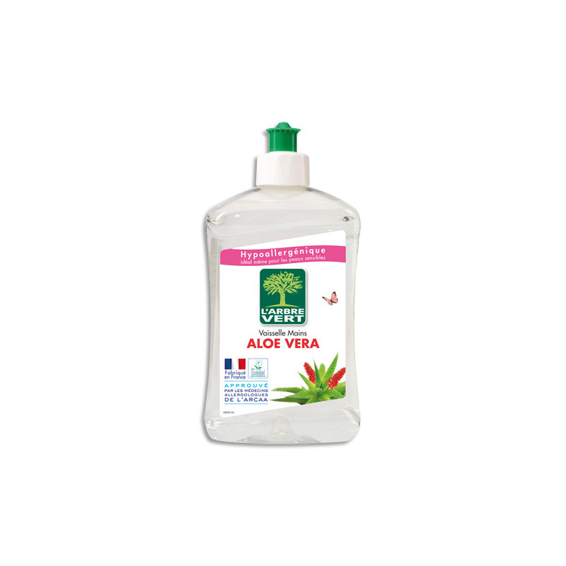 L'ARBRE VERT Flacon de 500 ml Liquide vaisselle mains parfum aloe vera Ecolabel