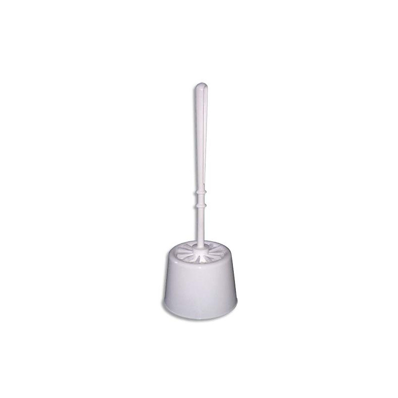 Porte-brosse et brosse WC économique en polypropylène Blanc - Diamètre 13 x Hauteur 38 cm