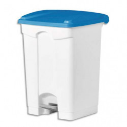 Collecteur à pédale Blanc couvercle Bleu en polyéthylène 45 Litres - Dim. : L41 x H60 x P39 cm