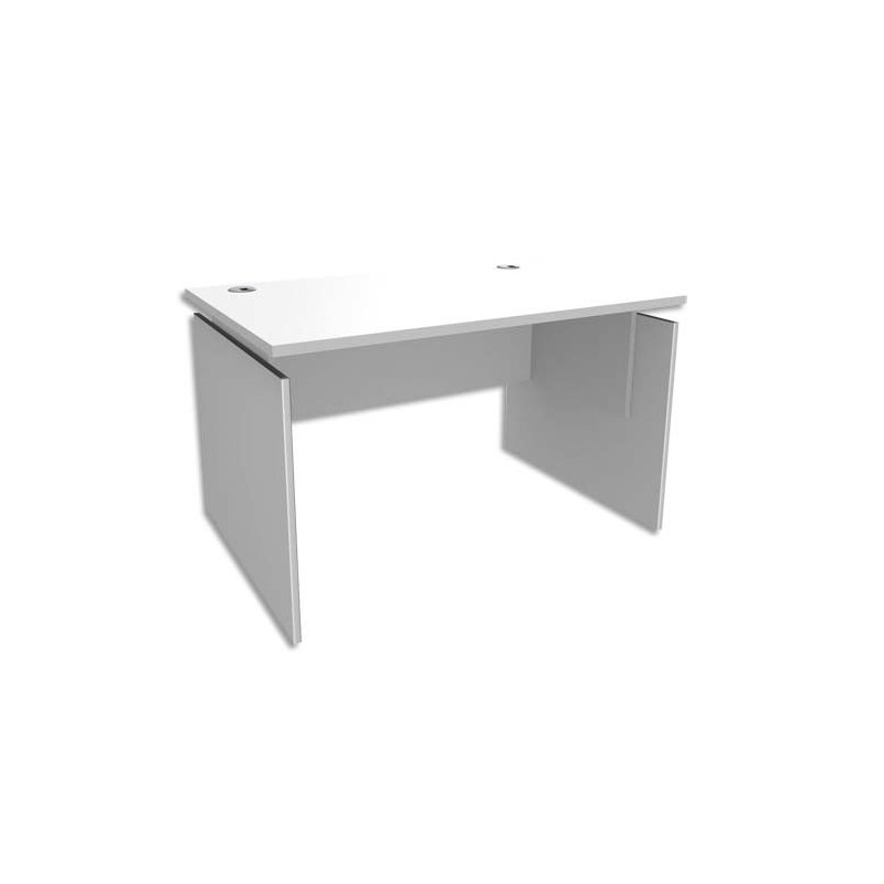 SIMMOB Bureau piètement panneau INEO - Dimensions : L140 x H72,5/75,5/82 x P80 cm Blanc perle