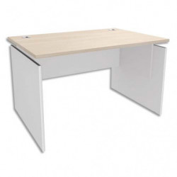 SIMMOB Bureau piètement panneau INEO - Dimensions : L160 x H72,5/75,5/82 x P80 cm Chêne clair Blanc perle