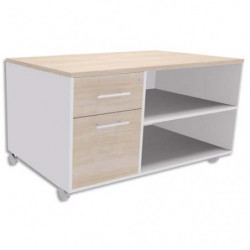 SIMMOB Console avec caisson 2 tiroirs dont 1 DS, dessus Chêne clair INEO - Dim : L100 x H63 x P60 cm