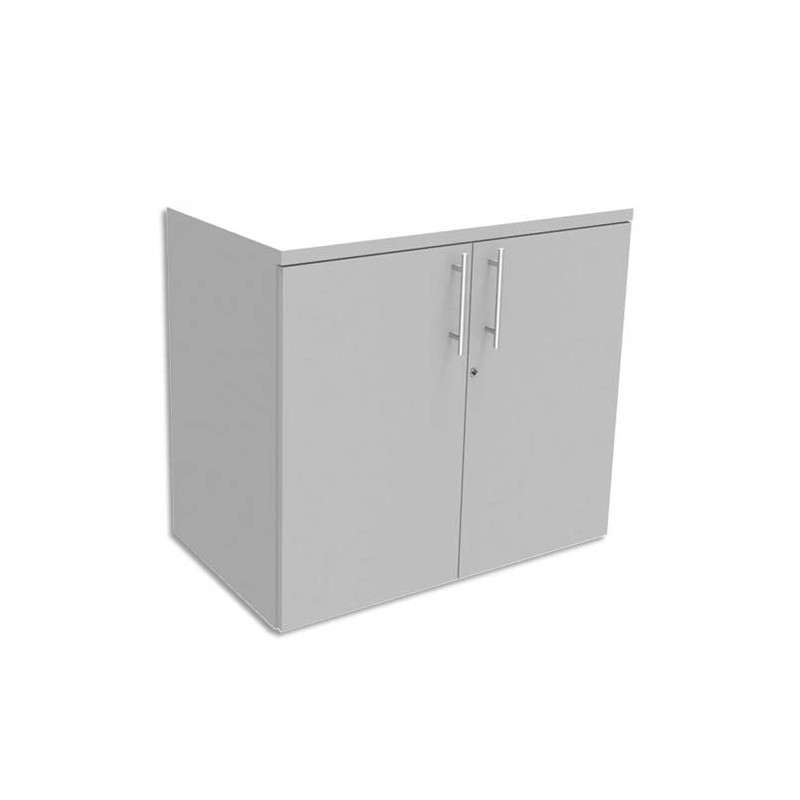 SIMMOB Armoire Basse 1 tablette avec porte INEO - Dimensions : L80 x H72 x P47 cm coloris Blanc perle