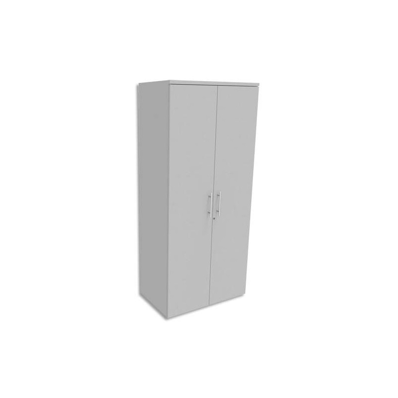 SIMMOB Armoire Haute 4 tablettes avec porte INEO - Dimensions : L80 x H180 x P47 cm Blanc perle