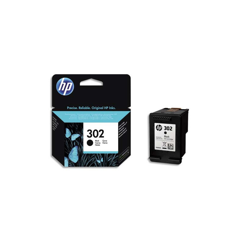 HP 302 Cartouche d'Encre Noire Authentique (F6U66AE)